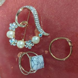Two Rings and Heart Brooch